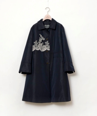 【Rossa】中綿入りタフタコート ブラック