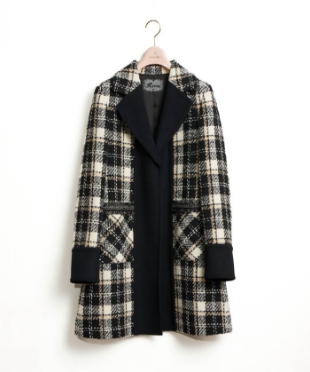 【Rossa】ツイードチェックコート ブラック